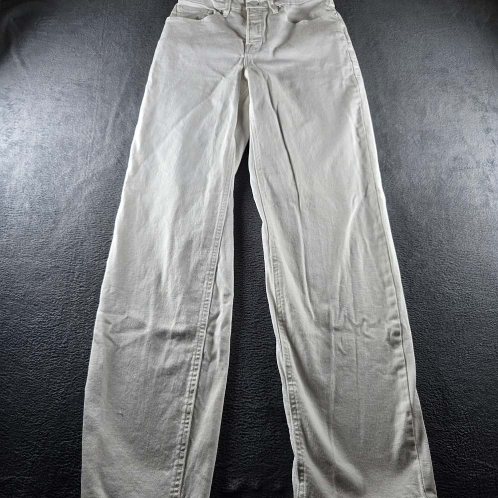 Good American Good Legs Wide Leg Jeans Off White Cream Size 0/25 High Rise